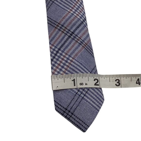 Skinny Tie Madness Blue Plaid Neck Tie Men Style SKM3224 "The Blue Bird" Cotton - Picture 6 of 10